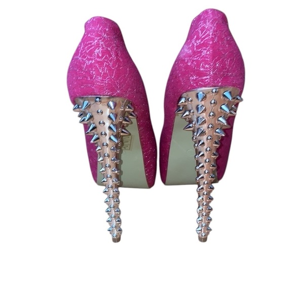 CR Collection Pink Silver and Gold Spiked Stiletto Heels - Picture 4 of 10